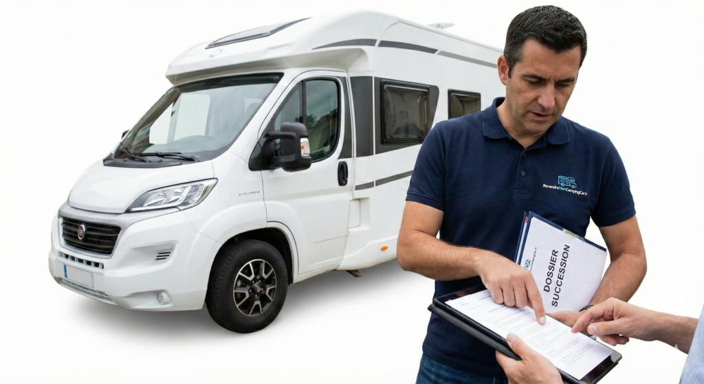 Expert aidant à vendre un camping-car succession avec les documents notariés