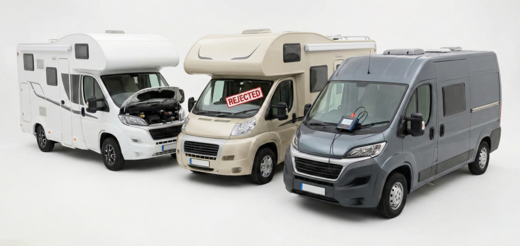 Expert déjouant une arnaque vente camping-car lors de l'inspection